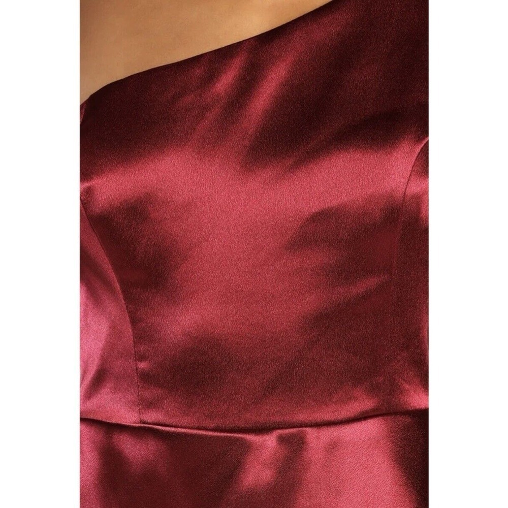 Lulus Alluring Arrival Red Satin One Shoulder Maxi Dress Womens 1X NWT $109 - Picture 5 of 16